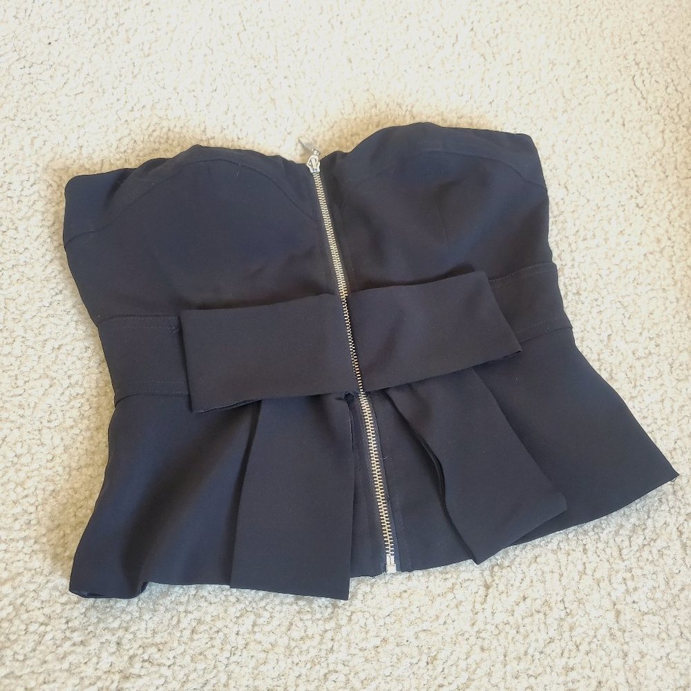 Front Zip Party Tube Top - Black